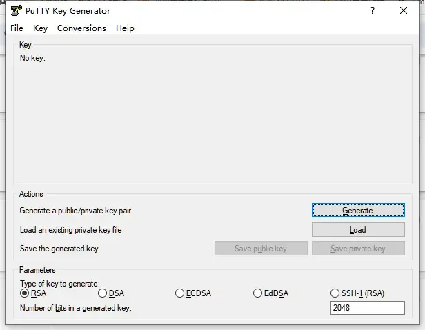 puttygen界面